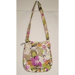 Vera Bradley Crossbody Purse Shoulder‎ Bag Pink Green Orange Floral Quilted 0570